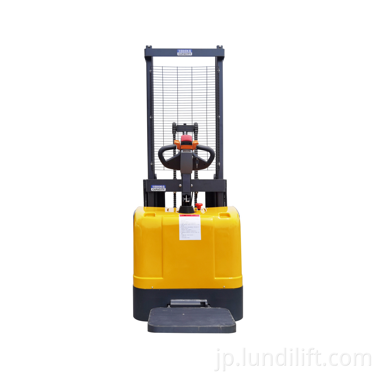 Inexpensive stand-up electric stacker